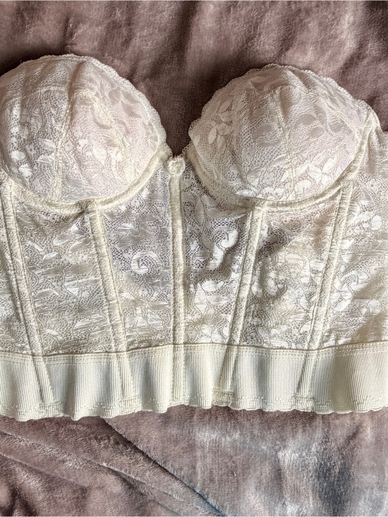 American Vintage Other - Vintage Carnival White Lace Longline Strapless Bustier Bra Corset Size 32B 32C